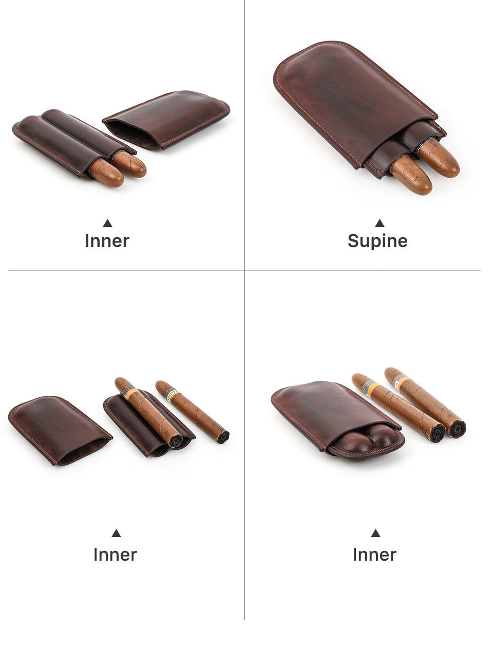 Leather Cigar Case Travel Humidor for 2 Cigars