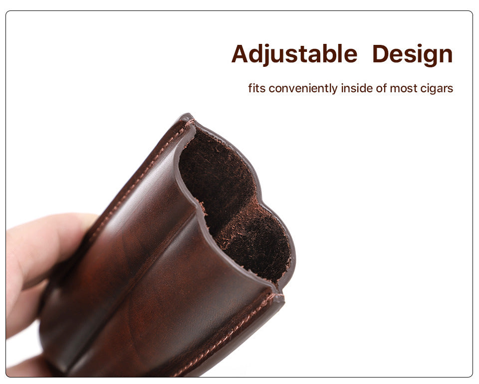 Leather Cigar Case Travel Humidor for 2 Cigars