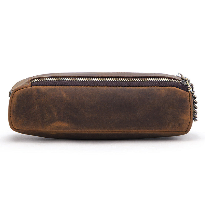 Leather Zipper Pencil Case Pen Pouch