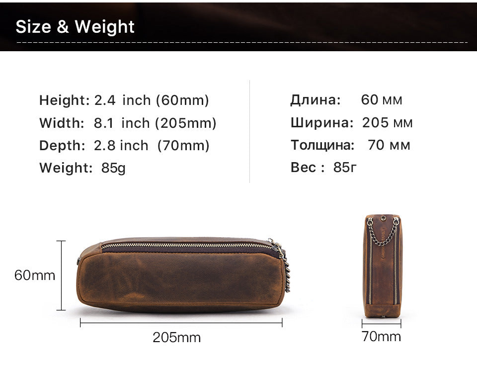 Leather Zipper Pencil Case Pen Pouch