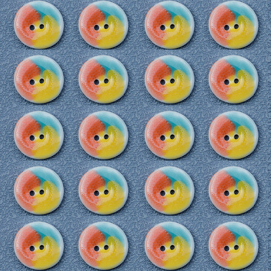 16mm Red Yellow Blue Round 2 Hole Ceramic Buttons for DIY Bracelets 10pcs