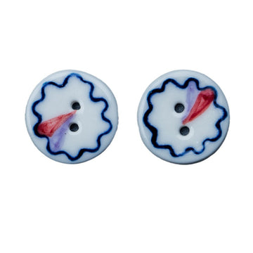 19.5mm blue-and-white ceramic magic circle button, 2-hole, single close-up