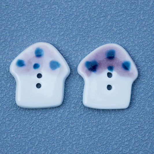 20mm Red Purple Mushroom Handmade Ceramic Buttons for DIY Bracelets Necklaces 4pcs Purple