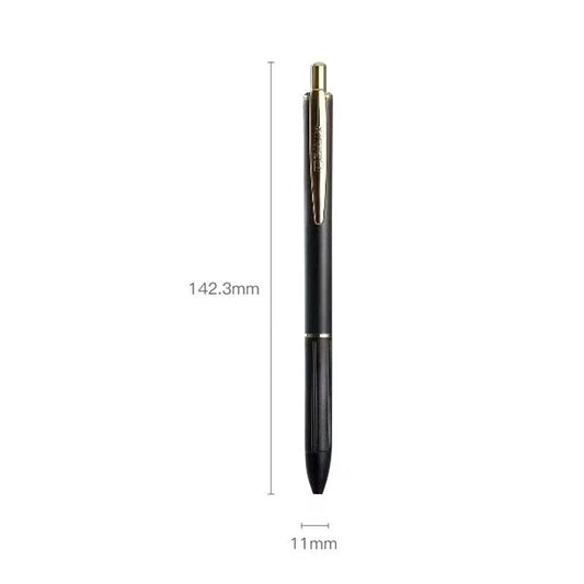 COMIX X5 Metal Retractable Gel Pen | 0.5mm Black Ink | Brass Body | Low Centre of Gravity Black