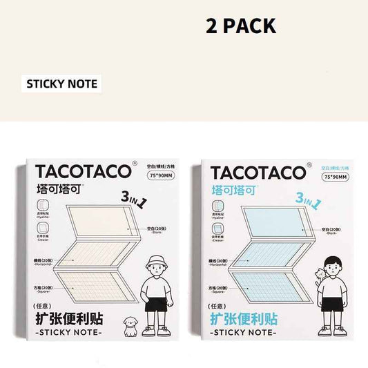 TACOTACO Expandable Sticky Notes 3-in-1 Foldable 2 Pack