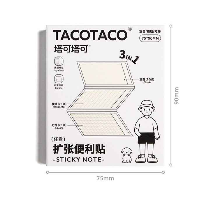 Roco Sticky Note TACOTACO Expandable Sticky Notes 3-in-1 Foldable 2 Pack