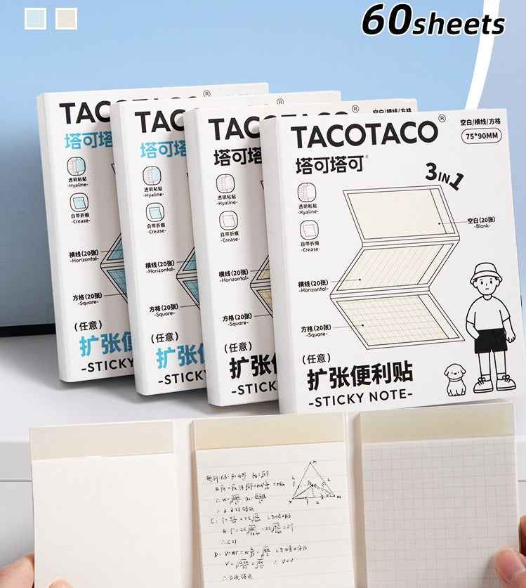 TACOTACO Expandable Sticky Notes 3-in-1 Foldable 2 Pack