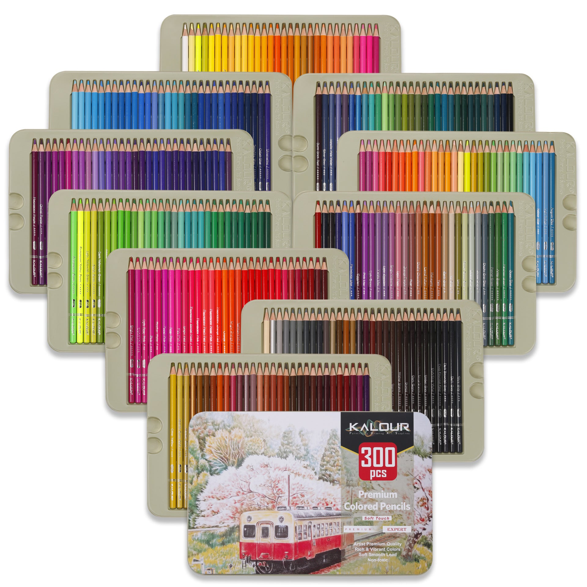 Set di matite colorate professionali KAPLOUR da 300 colori, in scatola