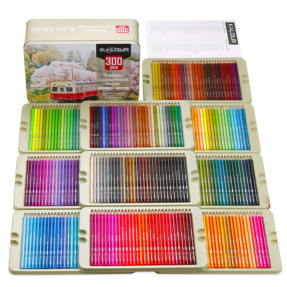 KALOUR 300 Colors Professional Colored Pencils Set Tin Box