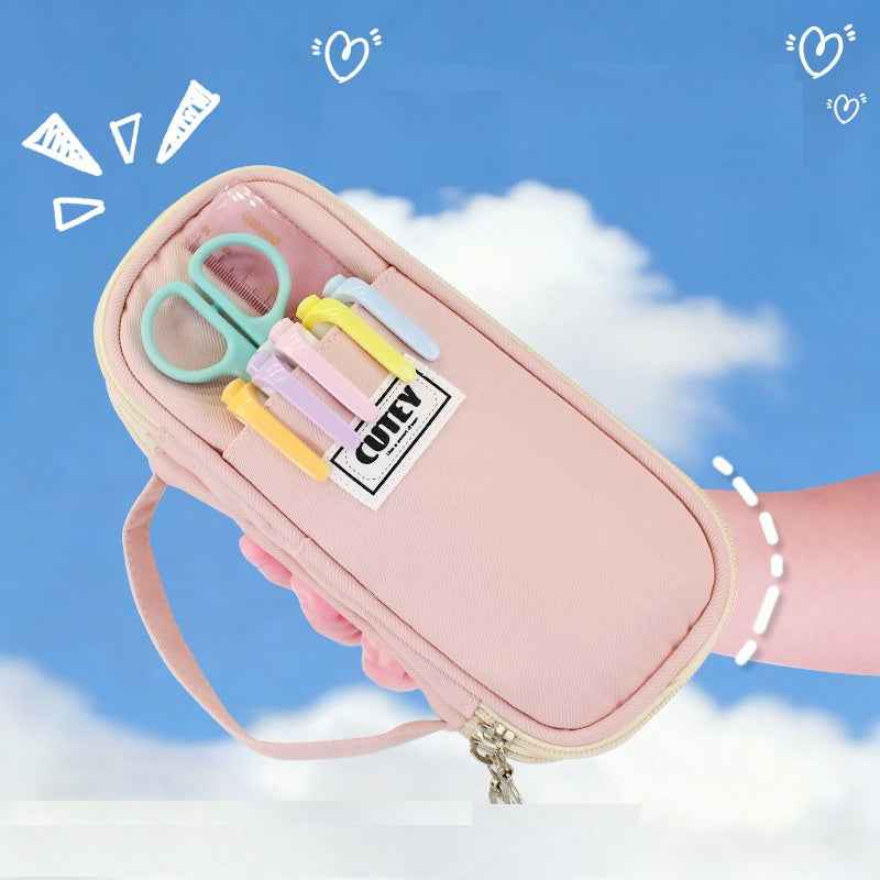 Canvas Minimalist 3-Layer Large Capacity Pencil Case