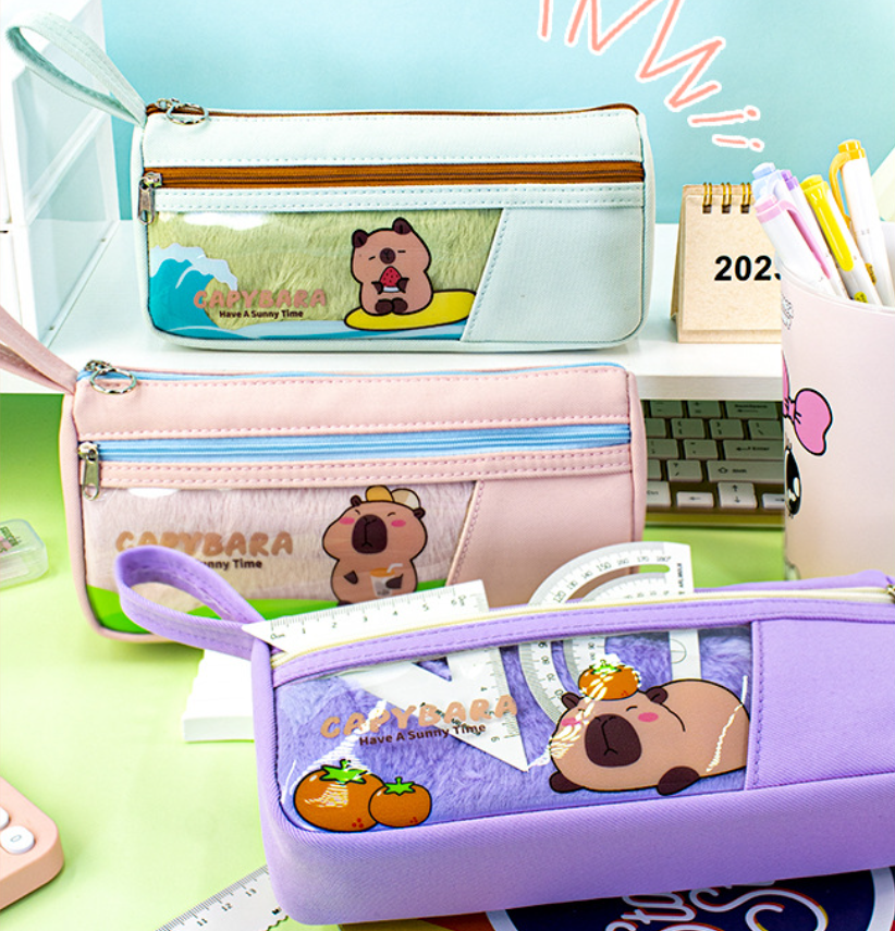 Capybara Clear Multi-Function Pencil Case Student Pen Bag Organizer