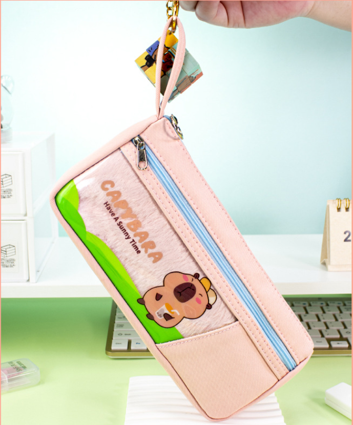 Capybara Clear Multi-Function Pencil Case Student Pen Bag Organizer