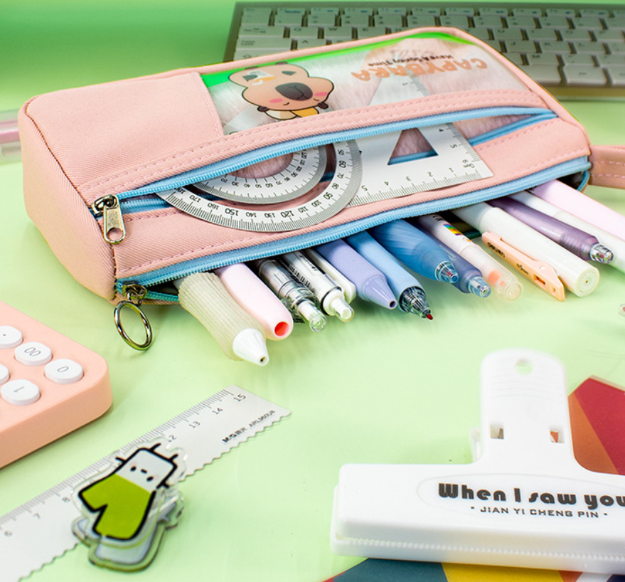 Capybara Clear Multi-Function Pencil Case Student Pen Bag Organizer