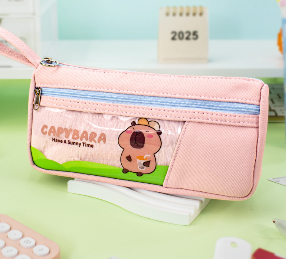 Capybara Clear Multi-Function Pencil Case Student Pen Bag Organizer