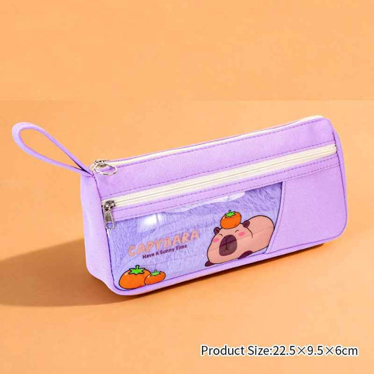 Capybara Clear Multi-Function Pencil Case Student Pen Bag Organizer