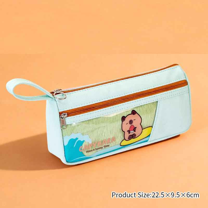 Capybara Clear Multi-Function Pencil Case Student Pen Bag Organizer