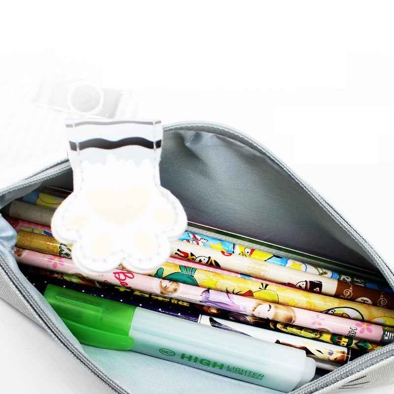 Cute Cat Paw Canvas Pencil Case Student Pen Bag Organizer