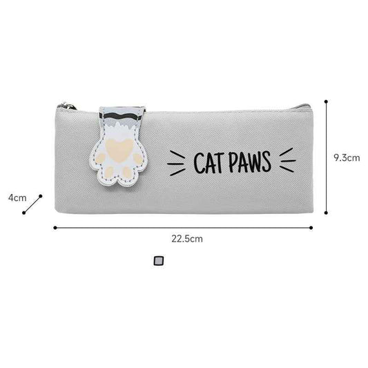 Cute Cat Paw Canvas Pencil Case Student Pen Bag Organizer