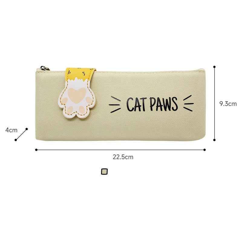 Cute Cat Paw Canvas Pencil Case Student Pen Bag Organizer