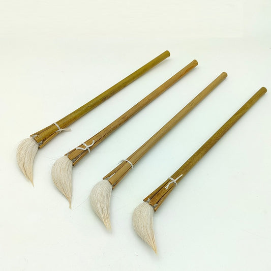 Ceramic Painting Brush Set of 4 – Blue-and-White Underglaze Shading & Wash Brushes with Bamboo Handle