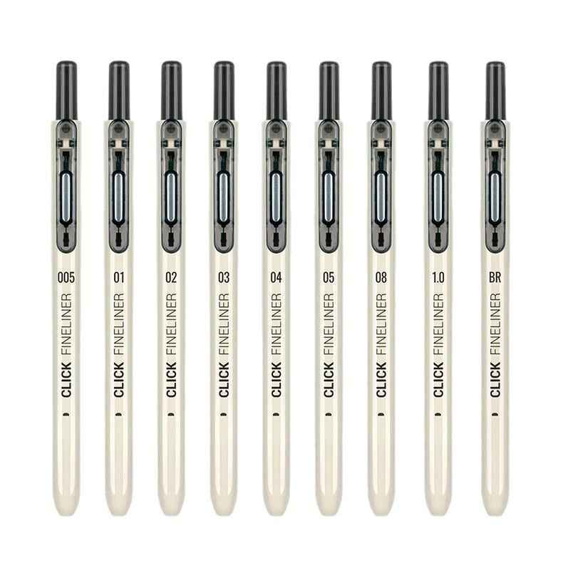Click Fineliner Pens Black Pigment Ink Micro Drawing 9 Size