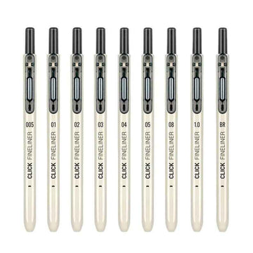 Click Fineliner Pens Black Pigment Ink Micro Drawing 9 Size