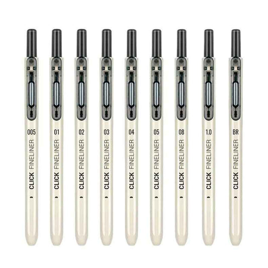 Click Fineliner Pens Black Pigment Ink Micro Drawing 9 Size