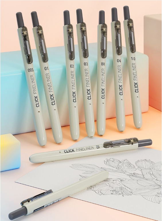 Click Fineliner Pens Black Pigment Ink Micro Drawing 9 Size