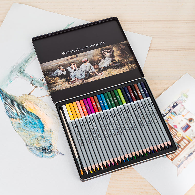 DELI Watercolor Pencils,24/36/48/72 Colors Tin Box with Paint Brush - TTpen