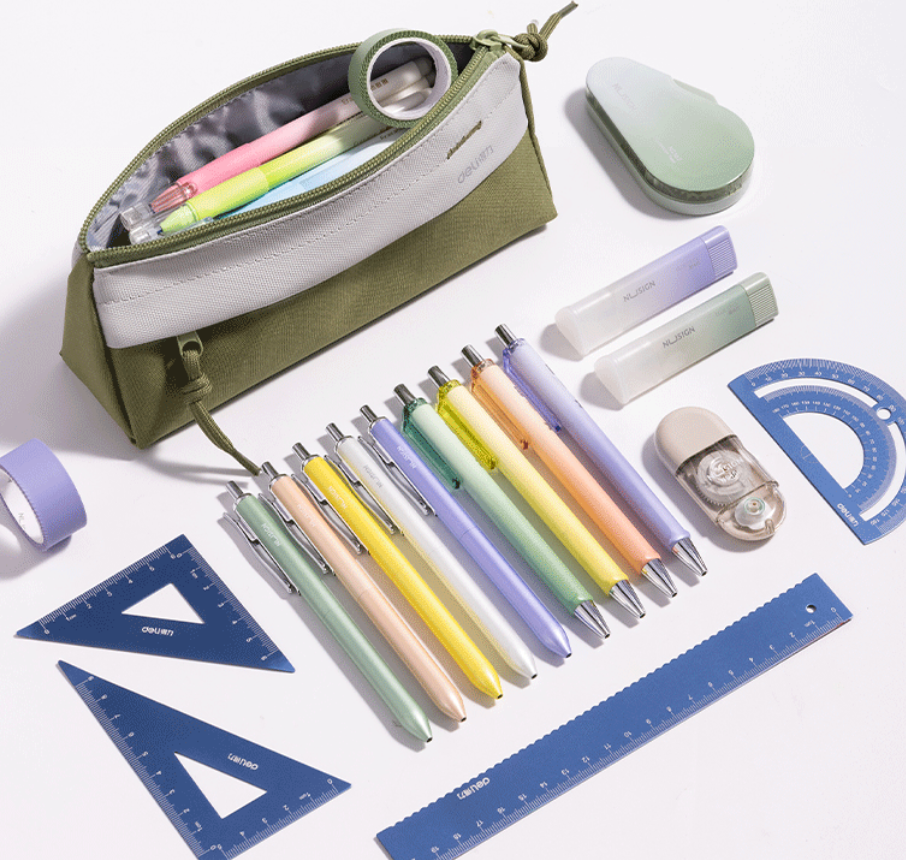 DELI Triangle Multi-Use Pencil Case Stationery Organizer