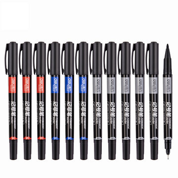 DELI Dual Tip Permanent Art Marker Pen,Fine & Ultra Fine Tip,12 Pack