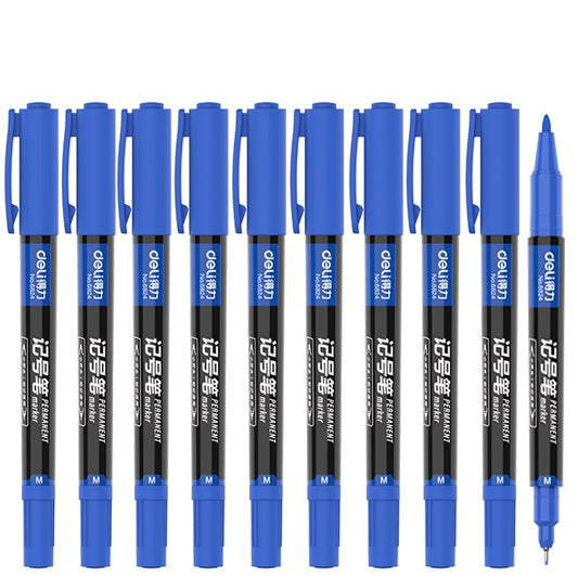 DELI Dual Tip Permanent Art Marker Pen,Fine & Ultra Fine Tip,12 Pack