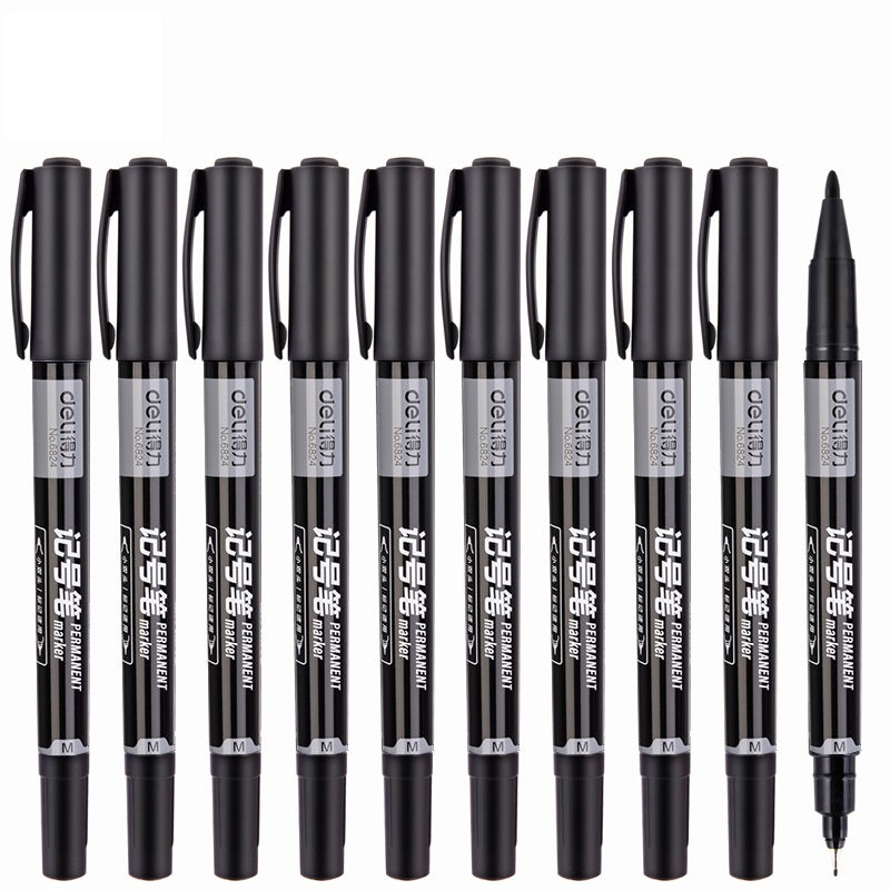 DELI Dual Tip Permanent Art Marker Pen,Fine & Ultra Fine Tip,12 Pack