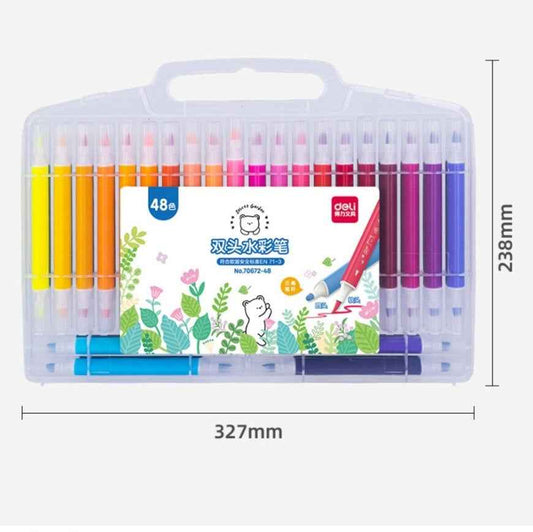 DELI 12/24/36/48 Colors Dual Tip Brush Marker Pens for Kids Doodling