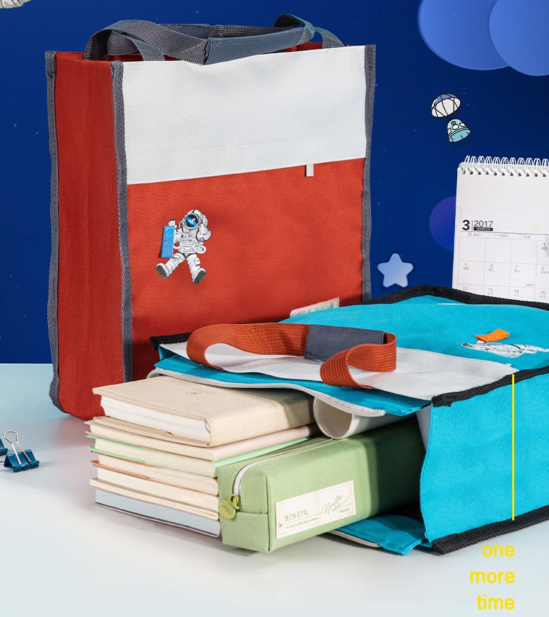 DELI Astronaut Foldable Oxford Fabric Book Tote Bag with Zipper - TTpen