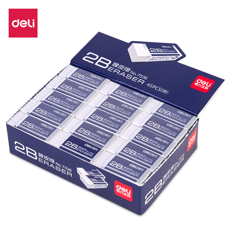 DELI 7536 Student Eraser - For 2B Lead - 24/45 Pack - TTpen