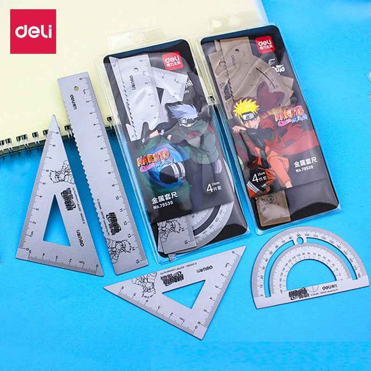 DELI 79539 Naruto Metal Ruler Set – 4-Piece Gold Silver 2 Pack