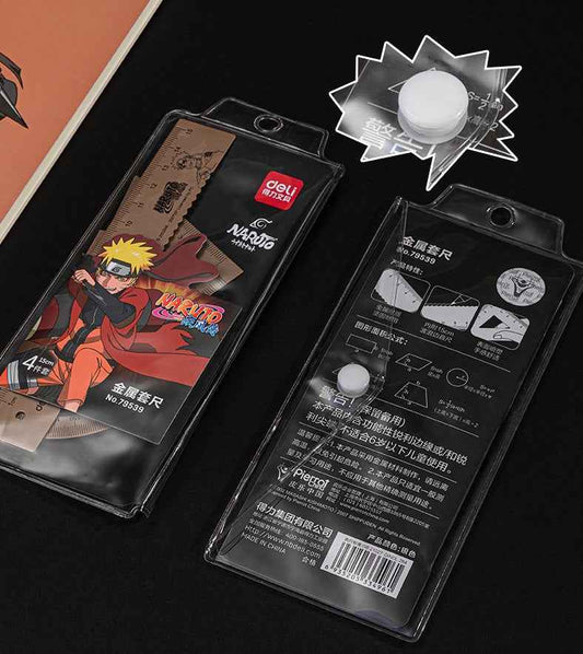 DELI 79539 Naruto Metal Ruler Set – 4-Piece Gold Silver 2 Pack