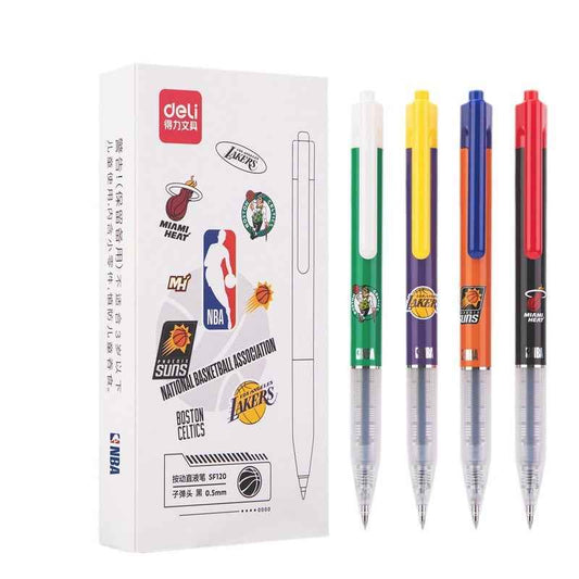 DELI SF120 NBA Click Gel Pen – 0.5mm Quick-Dry Black Ink, 12-Pack