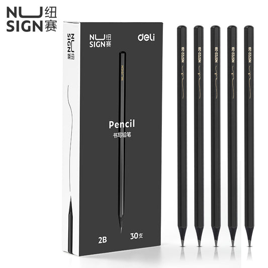 DELI 2B HB Black Wood Cased Graphite School Pencils 30 Pack