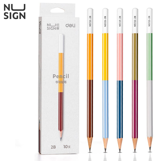 DELI 2B HB Striped Wooden Pencils for School Office,10 Pack
