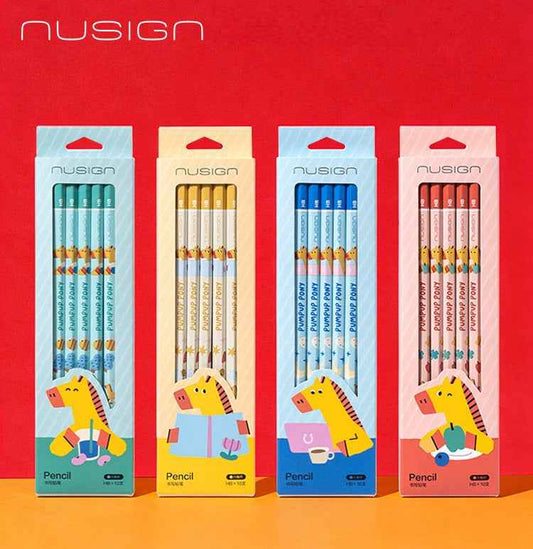 DELI Nusign Pumpup Pony Black Wood Pencil Horse Year Limited 4 Pack