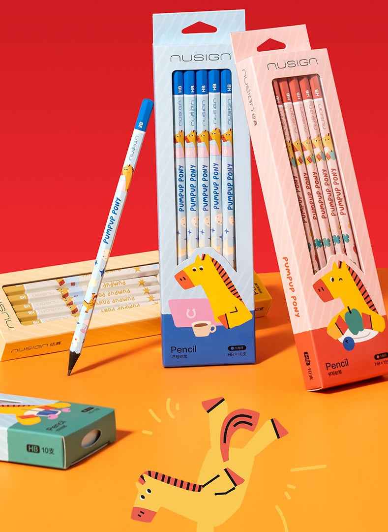 DELI Nusign Pumpup Pony Black Wood Pencil Horse Year Limited 4 Pack