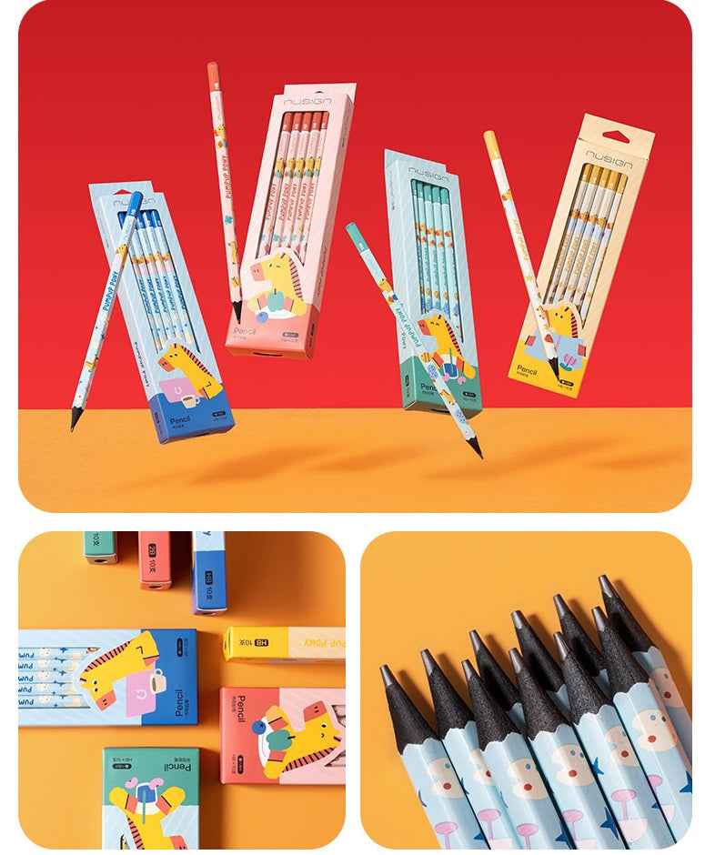 DELI Nusign Pumpup Pony Black Wood Pencil Horse Year Limited 4 Pack