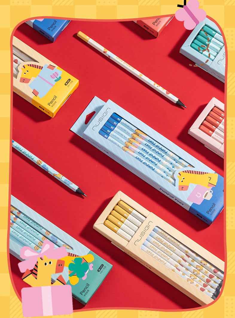 DELI Nusign Pumpup Pony Black Wood Pencil Horse Year Limited 4 Pack