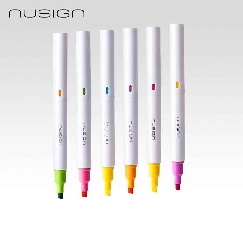 Nusign Plus DELI Nusign NS720 Dual Tip Highlighters, Pastel Colors, 6 Pack