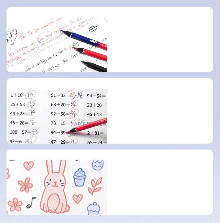 DELI Nusign NS791 Black Wood HB Pencils,20pcs Black + 4pcs Red Blue