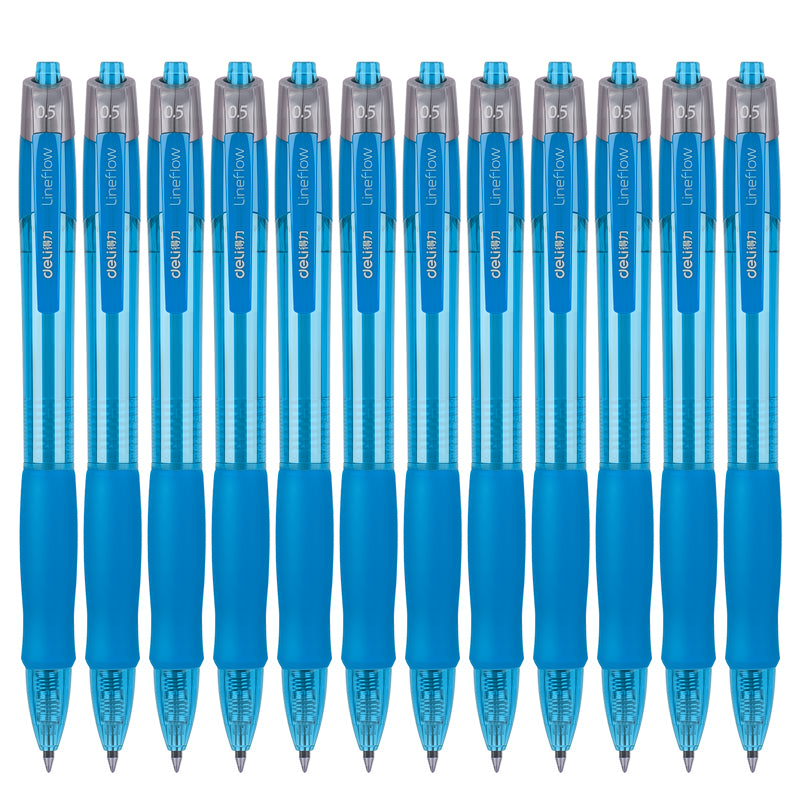 DELI S08 Gel Ink Pens,Extra Fine Point 0.5 mm,Pack of 12,Black Red Blue