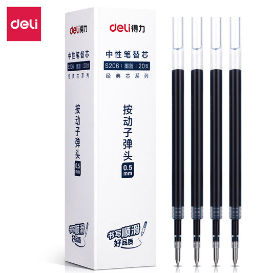DELI S206 Retractable Gel Ink Pen Refills,0.5mm,20 Count,Black Red Blue