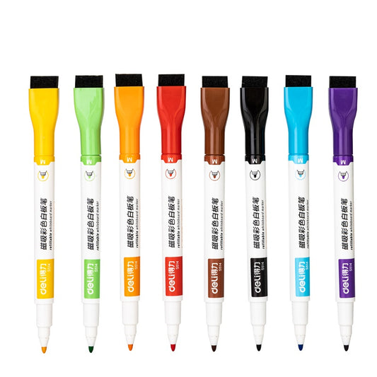 DELI Magnetic Dry Erase Markers,8 Colors Whiteboard Marker Pens